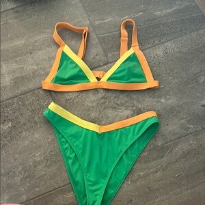 Green and Orange Bikini Set